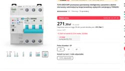 TONGOU WIFI automatic circuit breaker with three blue levers and LED indicators, shown on an e-commerce platform.