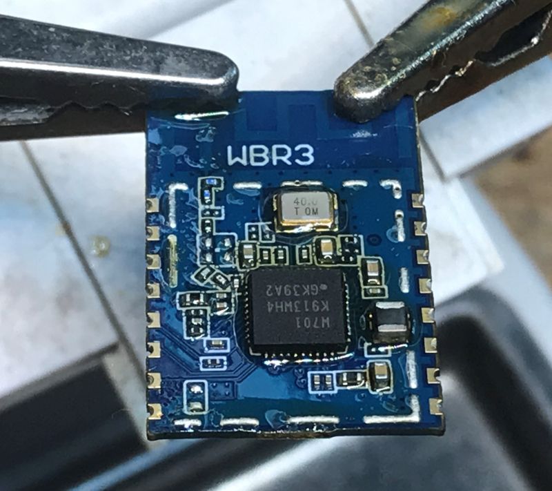 WBR3 electronic module with visible ICs and side soldering pins