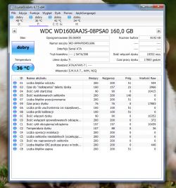 Ocena parametrów SMART dla dwóch dysków HDD: ST3500320AS i WD1600AAJS
