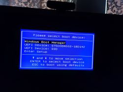 Ekran BIOS z wyborem urządzenia rozruchowego.