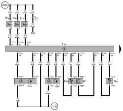 Schemat elektryczny czujnika temperatury silnika G62 w silniku AWY z zaznaczonymi połączeniami i oznaczeniami przewodów.