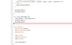Zrzut ekranu z kodem C++ z błędem składniowym w funkcji init_settings()
