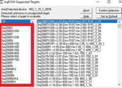 Supported IC list in bqEVSW software dialog window with versions and models.