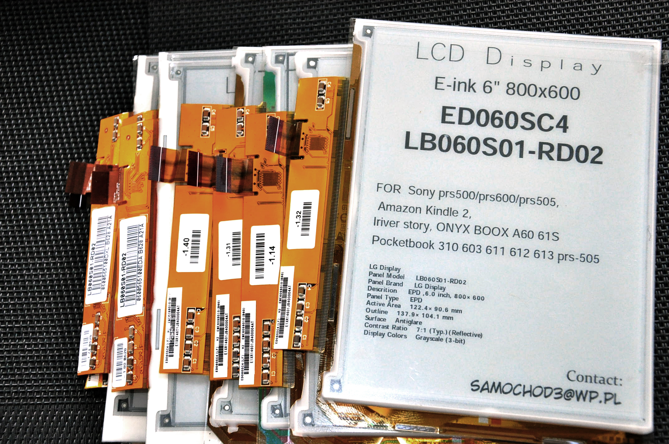 Display LCD 6 Pollici LB060S01-RD02 Per Ebook Reader, Ricambio Nuovo