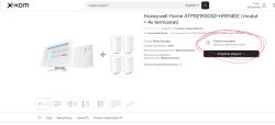 Zrzut ekranu przedstawiający wycofany produkt Honeywell Home z termostatami