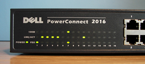 Dell PowerConnect 2016 - diody świecą, brak połączenia z siecią