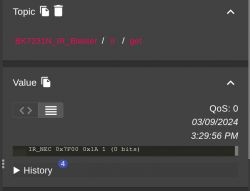 User interface displaying IR code reading for BK7231N_IR_Blaster.