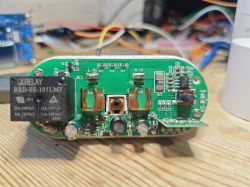 Interior of eWelink Smart Plug Interior of the eWelink smart plug showing electronic components on a circuit board.