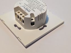 Ener-J Touch Switch - Rear View White Ener-J Touch Switch device, model ETS301W, rear view.