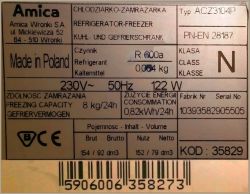 Amica ACZ 3104 - agregat rzadko się wyłącza, oblodzenie, szumy Amica ACZ 3104 - agregat rzadko się wyłącza, oblodzenie, szumy