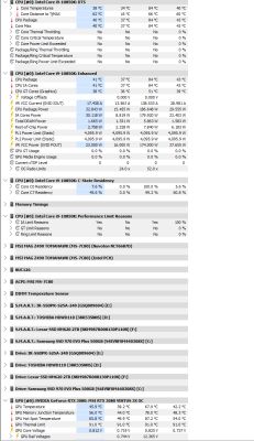 Informacje o temperaturach i napięciach CPU i GPU w systemie podczas testu.