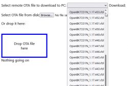 Screenshot of the software update interface with a drop-down menu of OTA file versions.