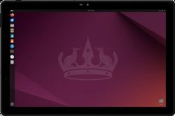 Tablet DC-ROMA RISC-V Pad II z systemem Ubuntu na ekranie głównym.