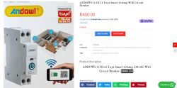 Image of Andowl Q-DL52 Tuya Smart Wifi Circuit Breaker next to a floor plan and phone with QR code.