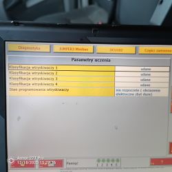 Błąd programowania wtryskiwaczy w Citroenie Jumperze 2008 Ekran diagnostyczny Citroena Jumpera z błędem programowania wtryskiwaczy