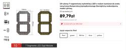 Zrzut ekranu oferty 10‑calowego modułu LED 7‑segmentowego z ceną 89,79 zł i wariantami koloru