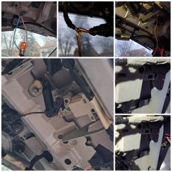 Zbliżenia instalacji elektrycznej i elementów wewnętrznych tylnej klapy samochodu