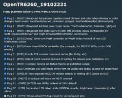 Screenshot of OpenTR6260 interface with a list of flags and descriptions.