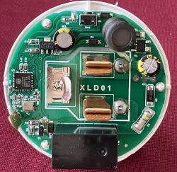 Round XLD01 smart socket PCB with LN882HKI chip, capacitors, and power components
