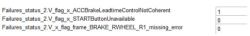 Lista błędów systemu ACC z aktywnym błędem ACCBrakeLeadtimeControlNotCoherent