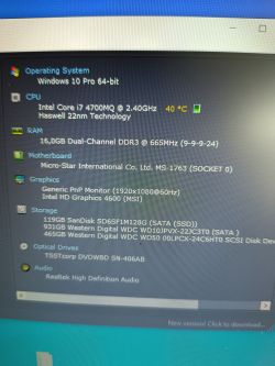Zrzut ekranu Specyfikacji Systemu Windows 10