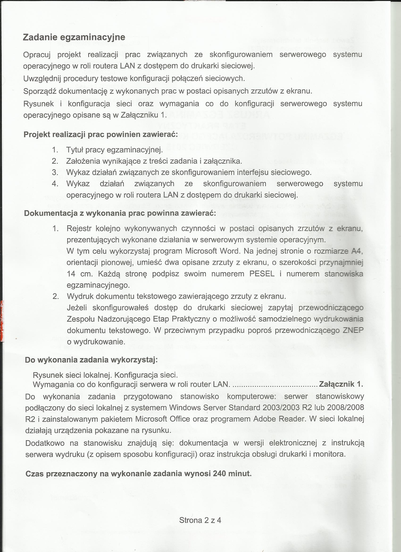 Egzamin Zawodowy Technik Administracji 2015 Egzamin zawodowy Teleinformatyk czerwiec 2015 część pisemna stary