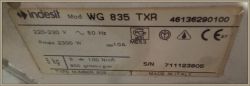 Etykieta znamionowa pralki Indesit WG 835 TXR z numerem 46136290100