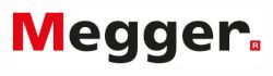 Logo firmy Megger z czerwono-czarnym napisem na białym tle