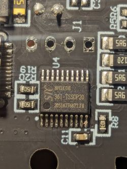 Close-up of electronic module with STC chip Electronic module with visible STC chip.