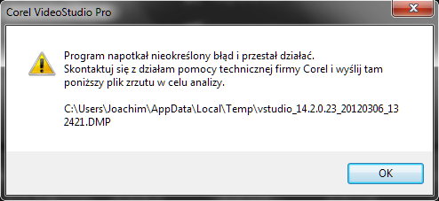 Corel Video Studio Pro X4 - błąd przy renderowaniu dużego projektu
