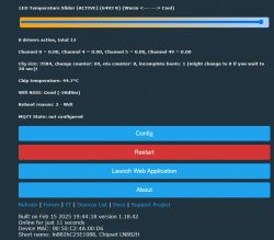 Screenshot of the web interface with configuration options for LN882H bulb.