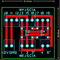 Projekt PCB do schematu w czerwonej ramce – minimalne wymiary, grube ścieżki