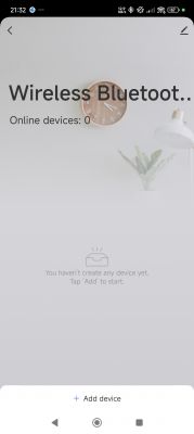 Bluetooth Device Addition App Interface App interface showing no added devices.