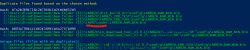 Screenshot showing a search for duplicate binary files on Windows.