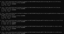 Screenshot of a terminal window showing .bin file analysis results for various IoT devices.