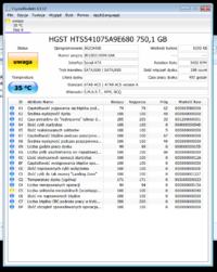 MSI GE70 - Dysk twardy nie działa, analiza S.M.A.R.T z CrystalDisk
