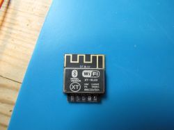 DT-BL02 Module with WiFi and Bluetooth Features DT-BL02 module with WiFi and Bluetooth label on a blue background.