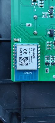 WB3 Wi-Fi module on a green PCB with clear labeling and visible blue antenna