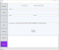 Screenshot of UTP software interface with options and file path to testdump.bin.