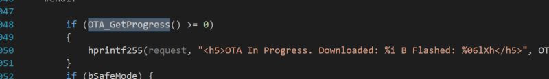 C code snippet checking OTA progress using OTA_GetProgress