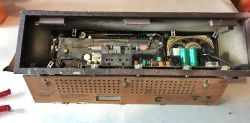 Interior of Unitra Sudety R-208 Receiver View of the interior of the Unitra Sudety R-208 radio receiver from 1987-1990.