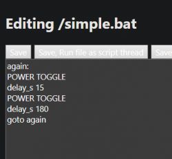 Screenshot of a text editor with an open script.bat file.