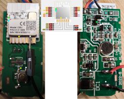 CBU Module and PCB with Microphone Close-up of a circuit board with a CBU module and a microphone.