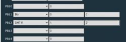 Screenshot of GPIO configuration with DHT11 sensor settings.