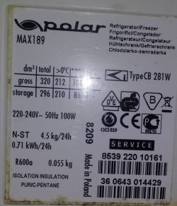 Polar MAX189 CB 281W - lodówka mrozi ale nie chłodzi. Polar MAX189 CB 281W - lodówka mrozi ale nie chłodzi.