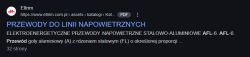 Wynik wyszukiwania Google przedstawiający fragment katalogu firmy Eltrim o przewodach napowietrznych.