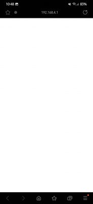 Screenshot of a web browser showing a blank page at the address 192.168.4.1.