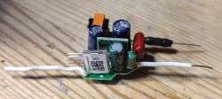 Electronic Module with Capacitors and Wires Electronic module with capacitors, resistors, and wires.