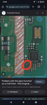 Identyfikacja elementu na płycie napędu PS4, błąd CE-35888-2