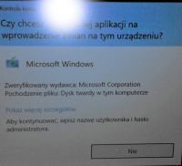 Windows 10 64 bity - brak możliwości zatwierdzenia przyciskiem "Tak"